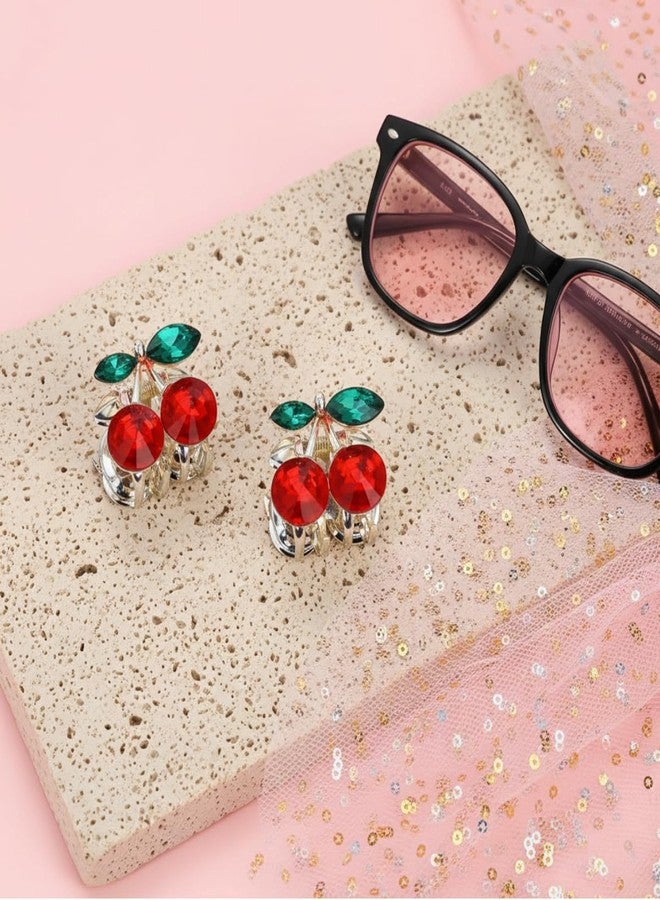 MAYCREATE® 2Pcs Fashion Cherry Claw Clips for Women Girls, Small Hair Claw Clips Chic Acrylic Alloy Claw Hair Clips Bang Hair Clips, - Image 4