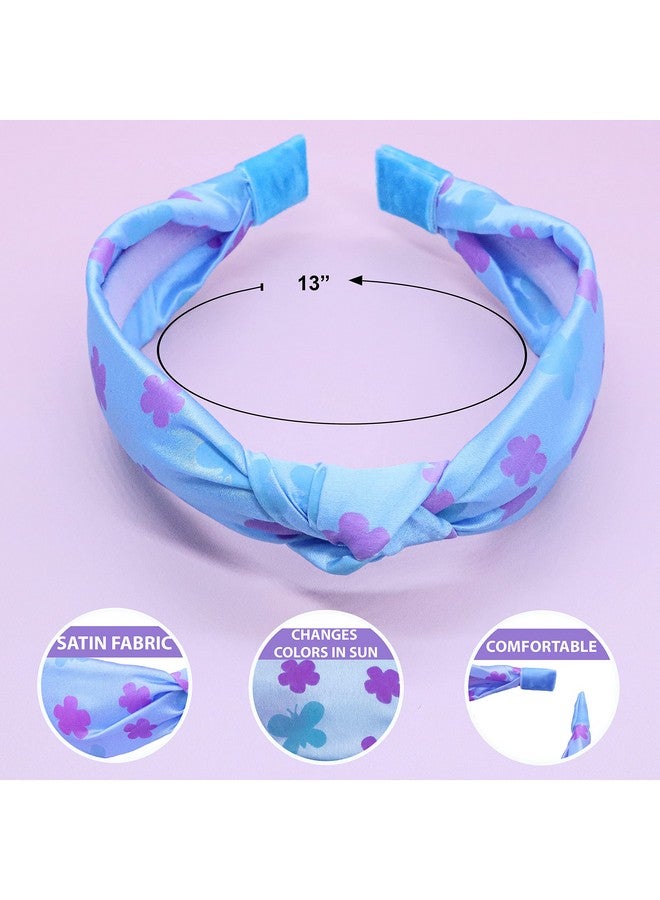 FROG SAC Rog Sac Color Changing Blue Knot Headband For Girls Butterfly Headbands For Kids Cute Satin Knotted Flower Hair Bands Little Girl Daisy Head Band Hair Accessories - Image 5