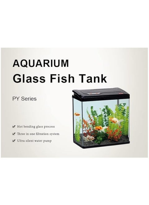 Aquarium Fish Tank 24L, LED Light and Top Filter Silent Pump Complete Set For Shrimp, Small Fishes