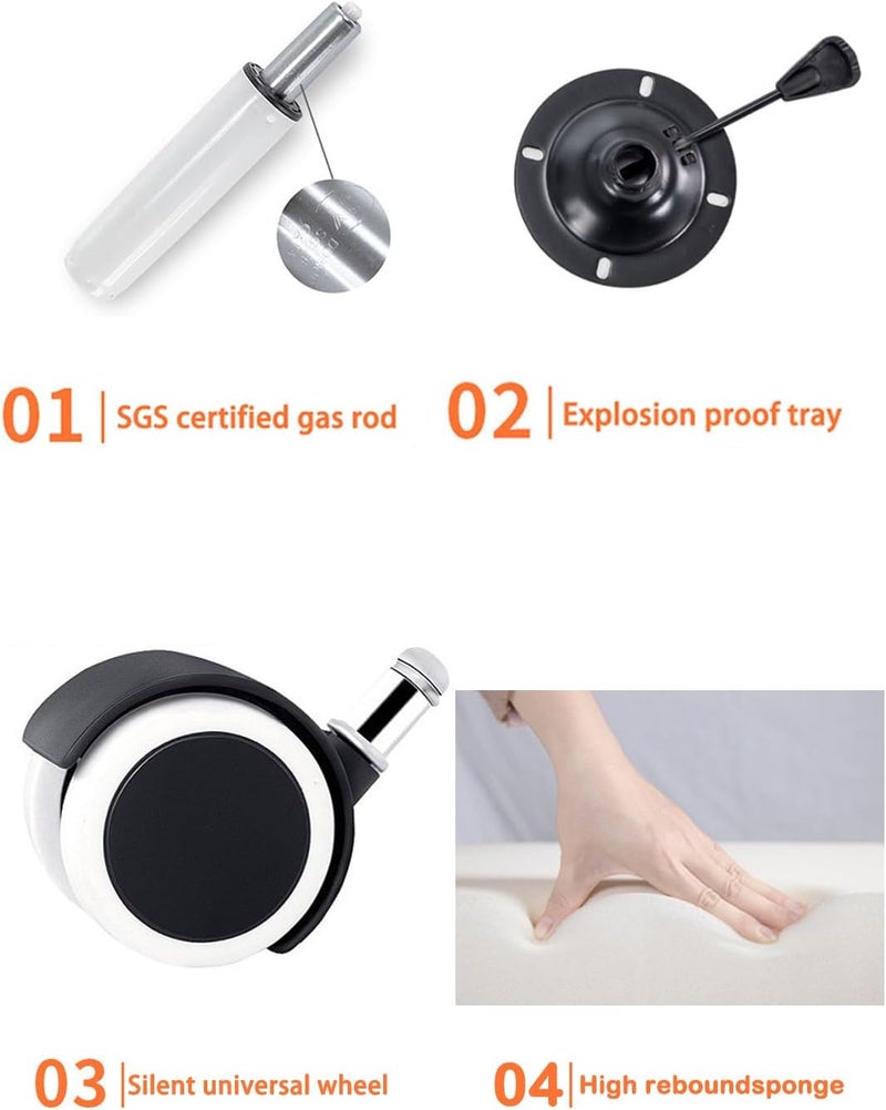 EqiEch Acrylic Chair，Ergonomics Modern Office Desk, Armless Study Chair, Computer Swivel Desk Chair With Waterproof Pu Leather, Pp Seat Cushion With Silent Wheel, Adjustable Height (White) - Image 5