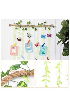 Excefore Wall Hanging Photo Display with Artificial Leaves Vines, Macrame Photo Holders, Boho Pictures Organizer for Wall Decoration, with 25 Wood Clips, for Home, Office, Classroom, Party, Wedding  - Image 4