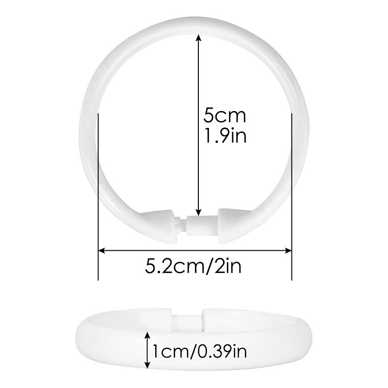 Qulable 12 Packs Circular Shower Curtain Rings, Plastic Curtain O Rings Hooks for Bathroom, Glide Easily on Bathroom Shower Rod (White) - Image 4