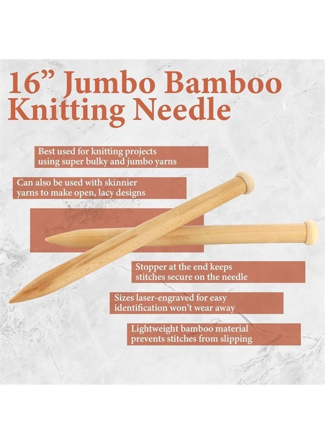 BambooMN JubileeYarn Jumbo Bamboo Knitting Needles - US 11 (8mm) - 16" Long - 1 Pair