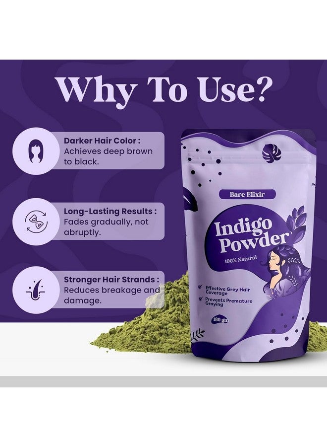 Bare Elixir 100% Natural Henna and Indigo Powder Combo | Organic Hair Care for Grey Coverage | Hair Growth & Deep Nourishment | Enhances Shine Strengthens & Reduces Hair Fall | Pack of 2 (180g Each) - Image 5
