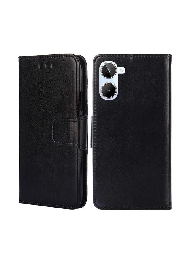 اس-توب جراب هاتف Realme 10 4G مصنوع من الجلد بنسيج كريستالي - Image 1