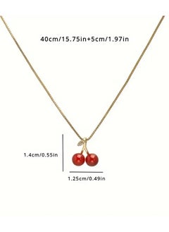 Goolsky Women's Red Cherry Pendant Necklace, Luxury Collarbone Chain Accessories  - Image 3