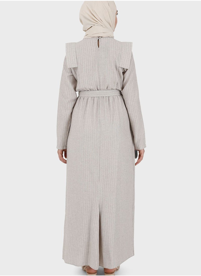 Striped Belt Detail Dress