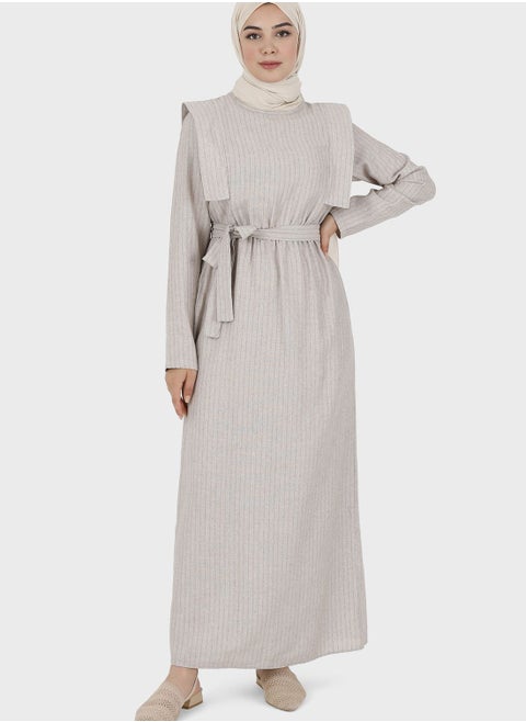 Striped Belt Detail Dress