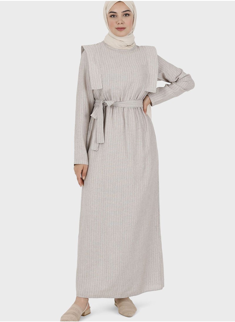 Striped Belt Detail Dress