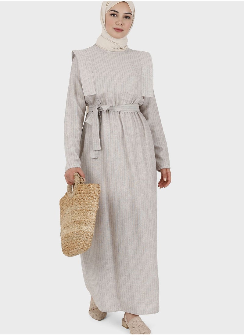 Striped Belt Detail Dress