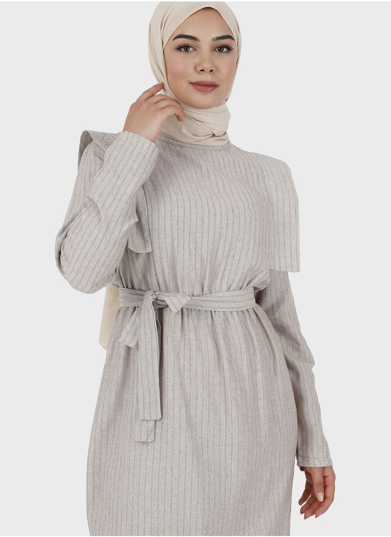 Striped Belt Detail Dress