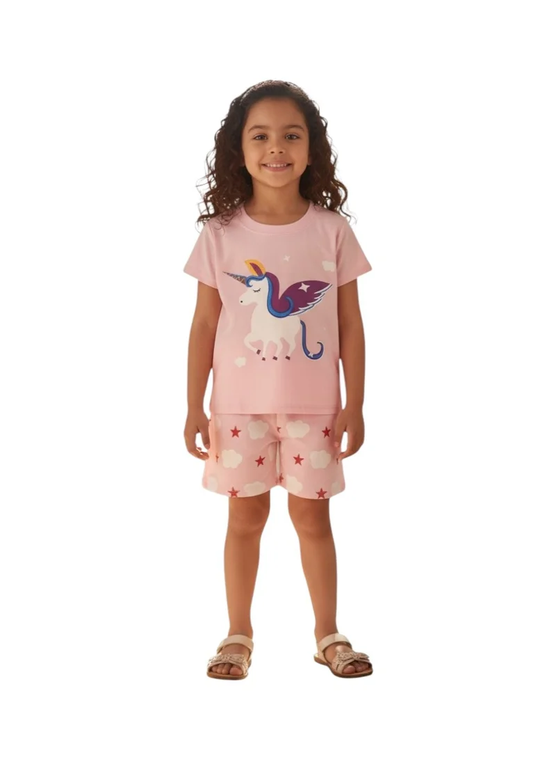 Bidani Girls' Unicorn Pink Pajama Set