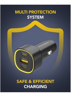 Remson Remson Neo Power Car Charger 60W Power Delivery 2 PD USB-C / 1 QC USB-A Compatible with iPhone 16 Pro Max , MacBook Pro/Air, Samsung S24 Ultra, Steam Deck , etc  - Image 3