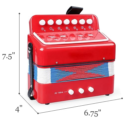 Tosnail Small Accordion 10 Keys Buttons Control Musical Instruments for Beginners Learning Red - Image 5