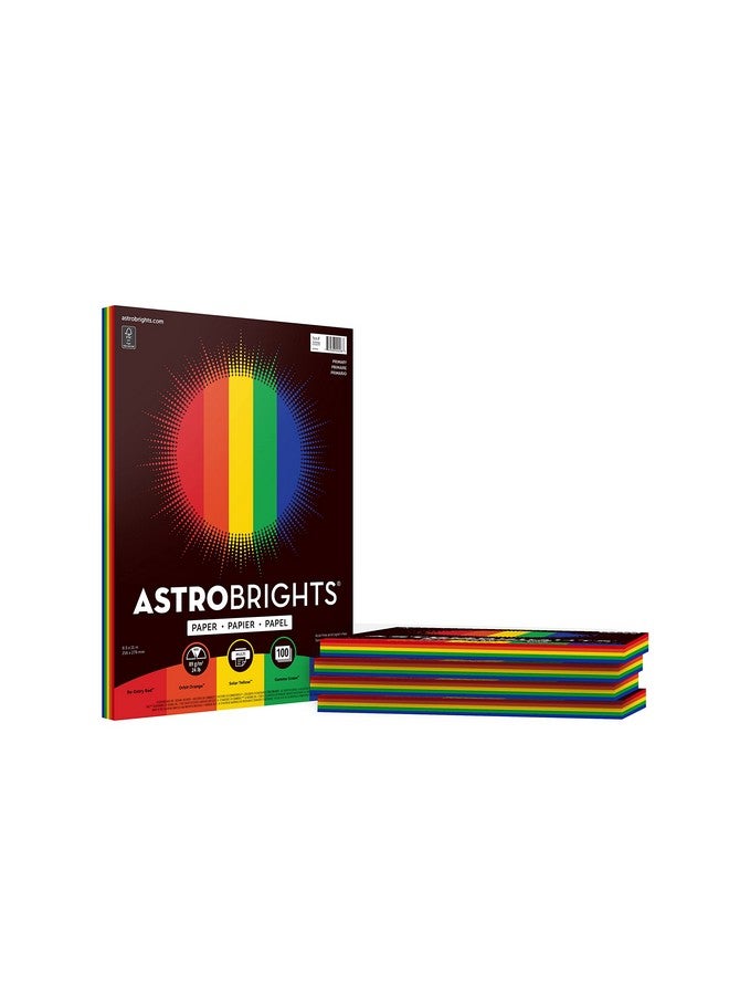 Astrobrights Colored Paper 8.5" X 11" 24 Lb/89 Gsm Primary" 5Color Assortment 5 Individual Packs Of 100 Assorted Sheets 500 Sheets In Total (22228) - Image 1
