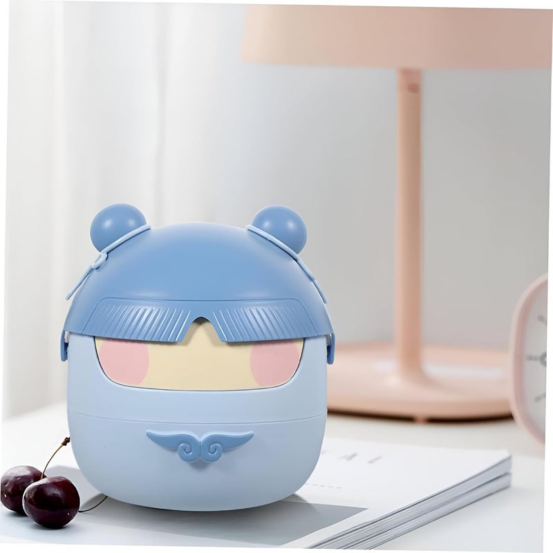 DAYANIDHI DAYANIDHI Cute Cartoon Mini Trash Can Tiny Waste Basket for Dressing Table Desktop Garbage Can For Office Home School Dustbin with Flip Cover Trash Bin Basket Bins with Lids Multi  - Image 3