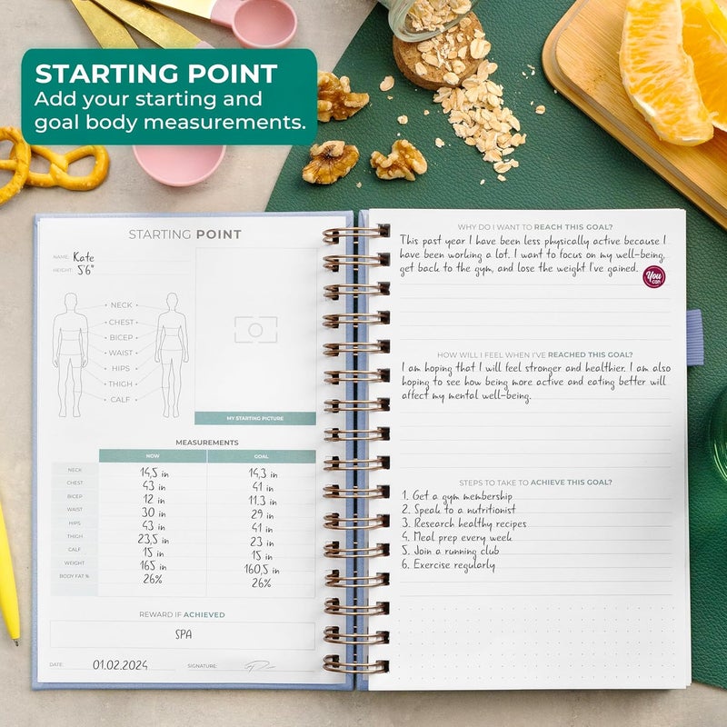Clever Fox Food Journal Spiral - Daily Food Diary, Meal Prep Planner to Track Calories & Nutrients, Weight Loss Tracker Notebook (Windy Blue) - Image 3