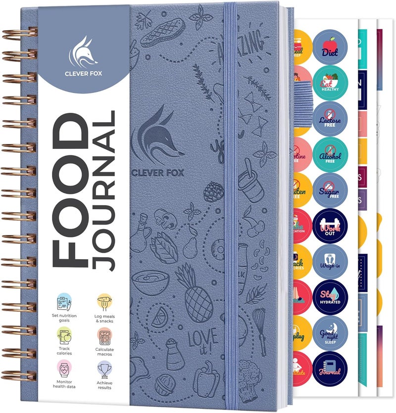 Clever Fox Food Journal Spiral - Daily Food Diary, Meal Prep Planner to Track Calories & Nutrients, Weight Loss Tracker Notebook (Windy Blue) - Image 1