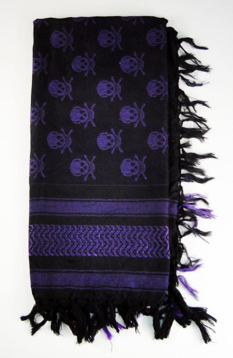 Tapp Collections Premium Skull Pattern Shemagh Head Neck Scarf - Purple/Black - Image 2