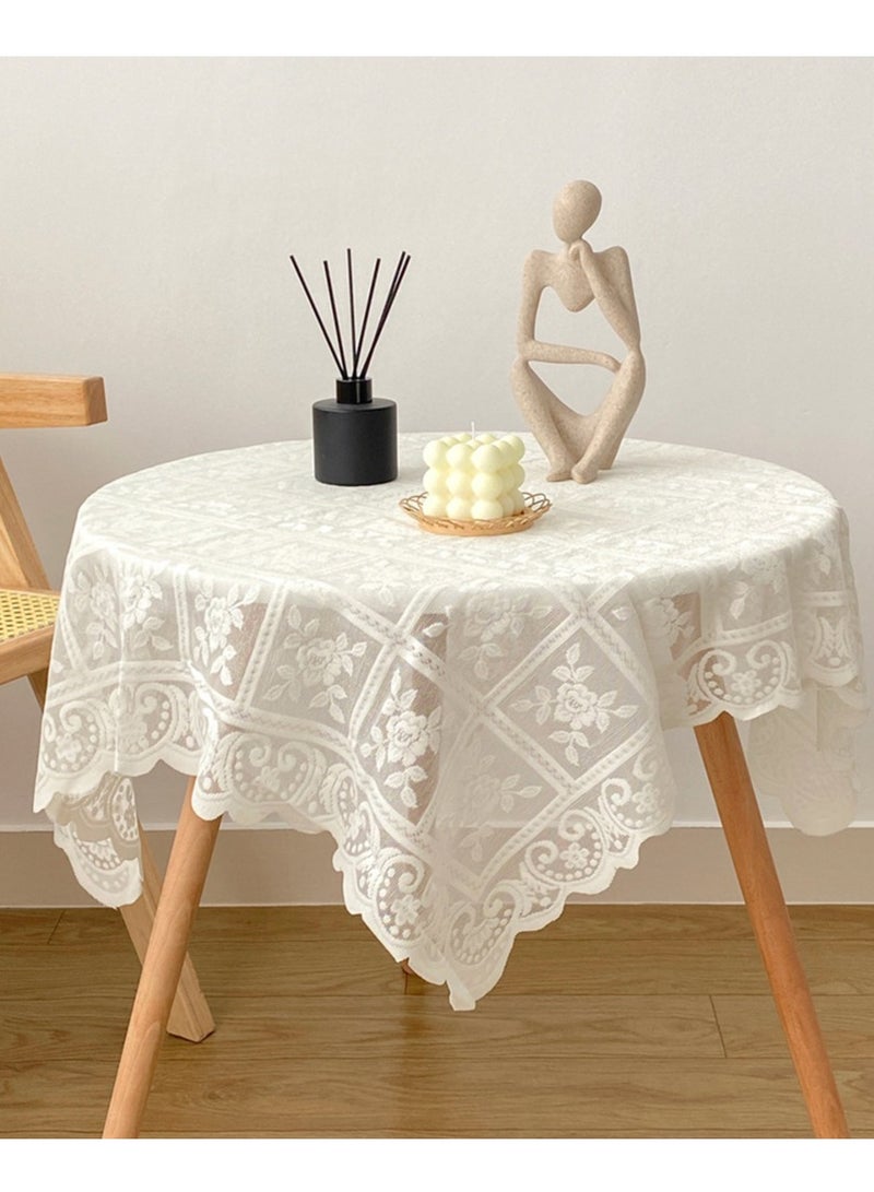 Nordic style lace tablecloth European tablecloth decorative tablecloth dust-proof tablecloth suitable for round table square table (size: 140cmX140cm) - Image 1
