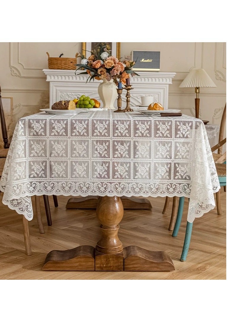 Nordic style lace tablecloth European tablecloth decorative tablecloth dust-proof tablecloth suitable for round table square table (size: 140cmX140cm) - Image 2