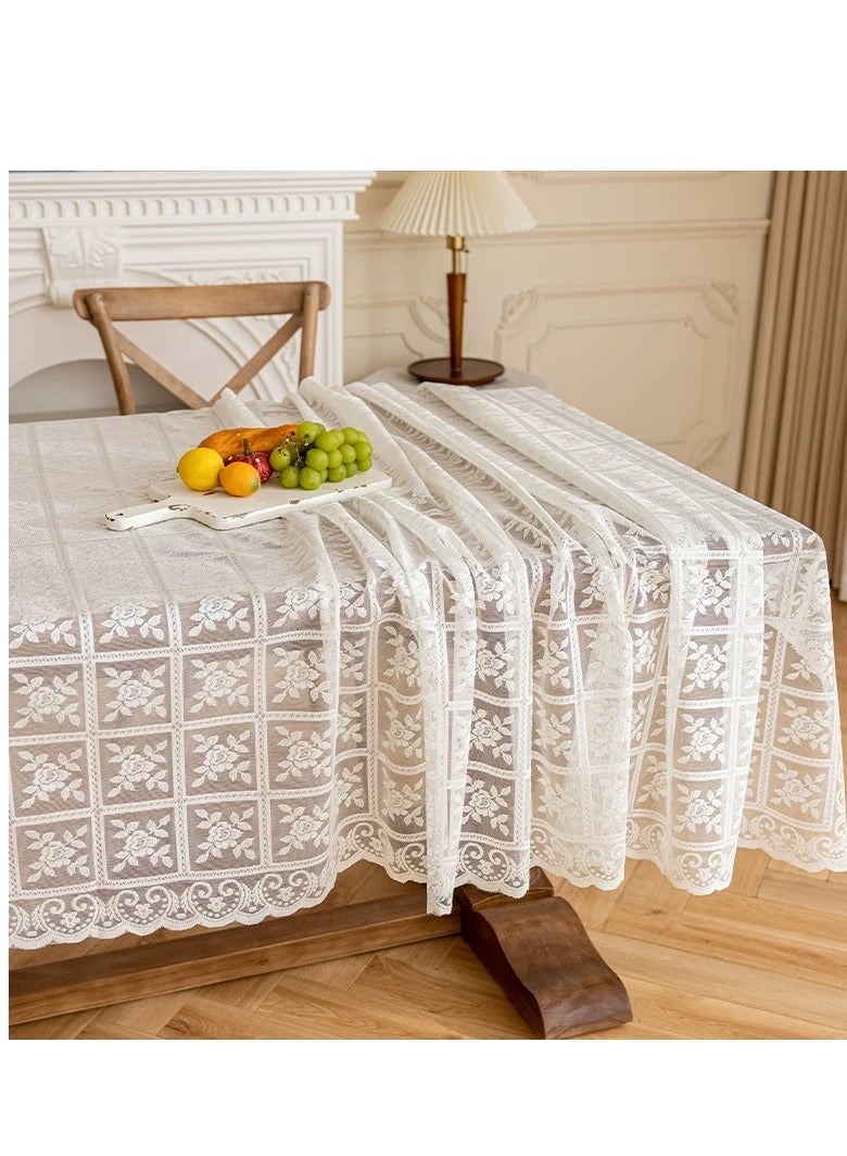 Nordic style lace tablecloth European tablecloth decorative tablecloth dust-proof tablecloth suitable for round table square table (size: 140cmX140cm) - Image 3