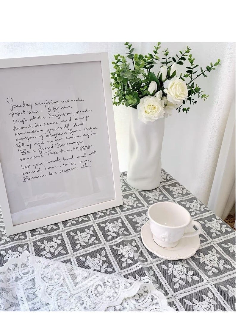 Nordic style lace tablecloth European tablecloth decorative tablecloth dust-proof tablecloth suitable for round table square table (size: 140cmX140cm) - Image 5