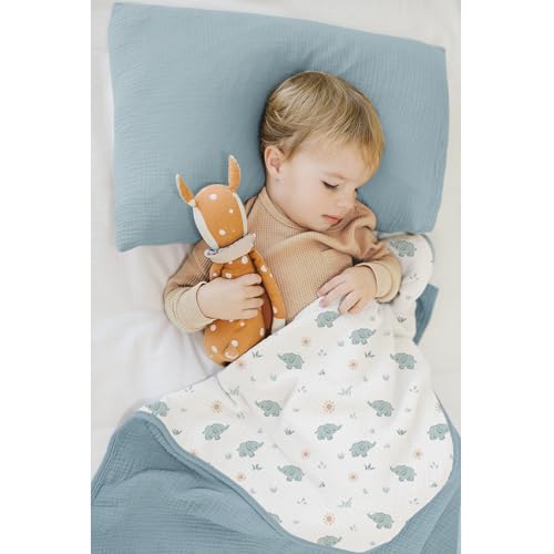 Konssy Muslin Baby Blankets for Girls Boys, 100% Cotton Crib Blanket for Baby Infant Toddler, Super Soft and Lightweight Nursery Blankets 40"x36" (Elephant) - Image 2