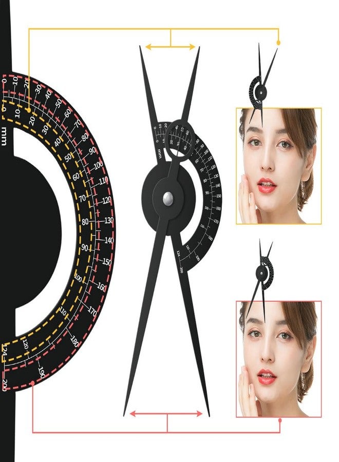 HOTWE Eyebrow Golden Ratio Caliper, Eyebrow Marking Ruler, Double Scale Sliding Gauge Tools for Eyeliner Lips Semi Permanent Makeup Tattooing (Black) - Image 5