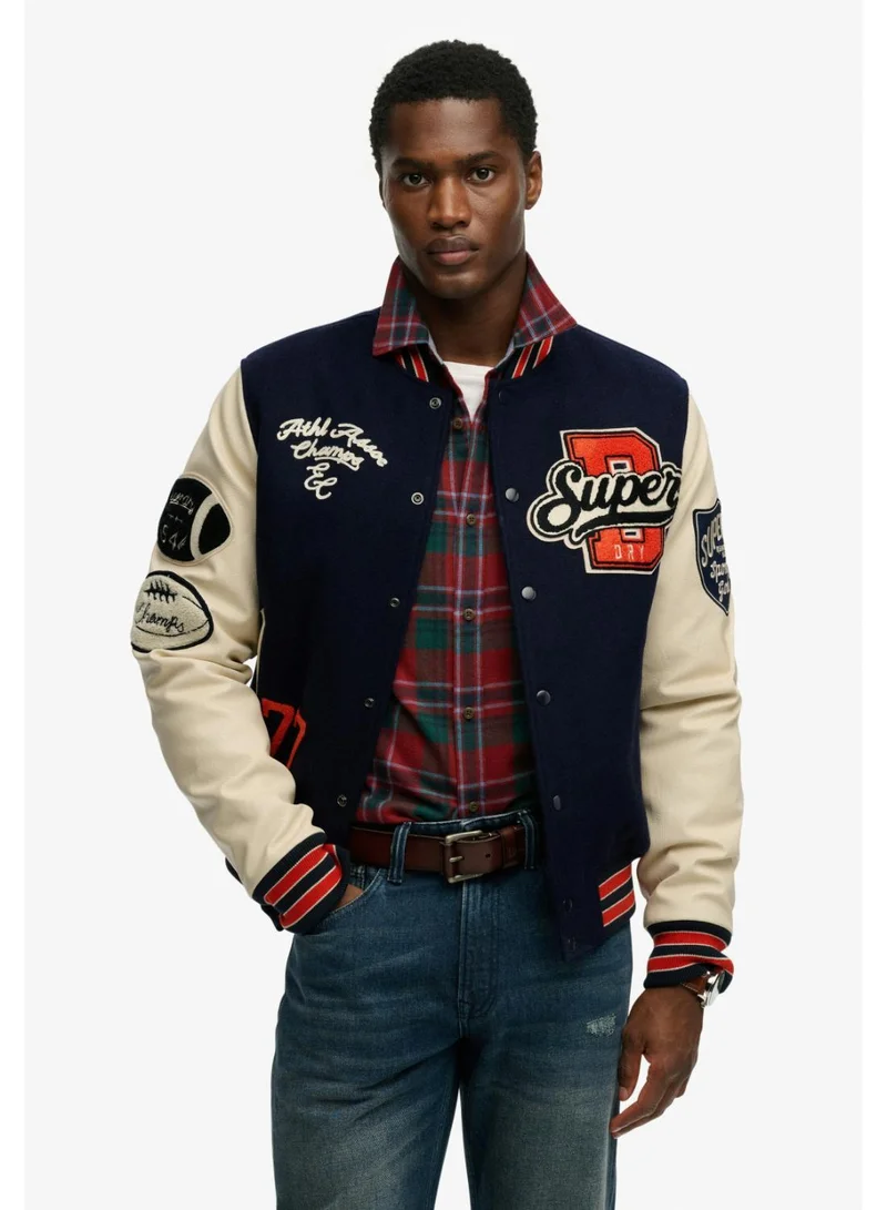 College Patched Varsity Jacket