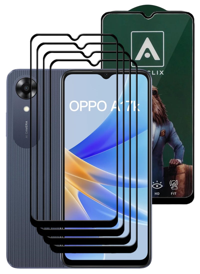 ACLIX 4 Pieces Antistatic ESD Dustproof Premium Quality High Definition Tempered Glass Screen Protector Designed For Oppo A17k - Image 1