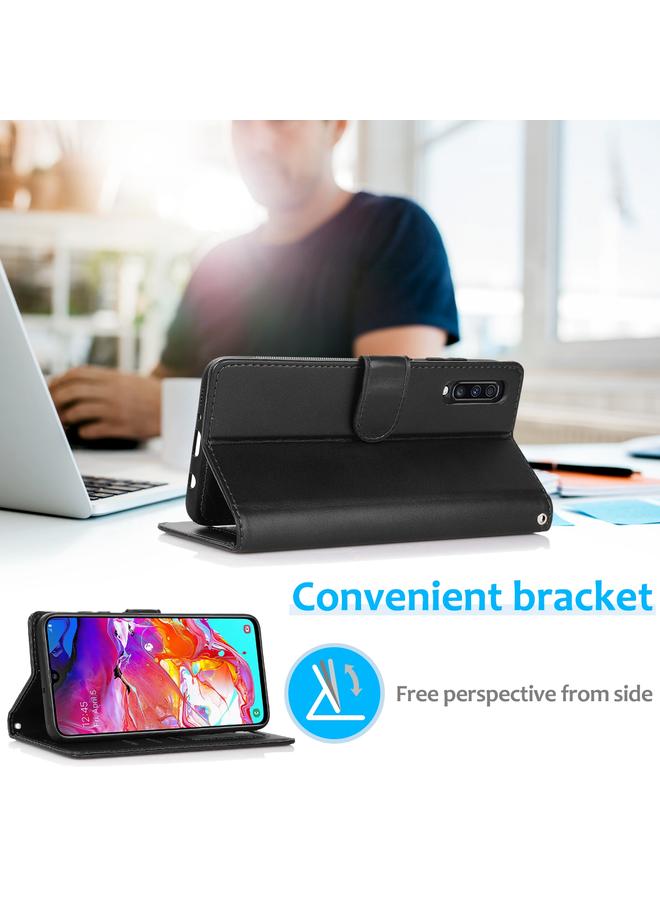 اس-توب جراب لهاتف Samsung Galaxy A70 من جلد العجل 2 في 1، غطاء خلفي مغناطيسي قابل للفصل، جراب جلدي أفقي قابل للطي مع حامل وفتحات للبطاقات ومحفظة وإطار للصور - Image 5