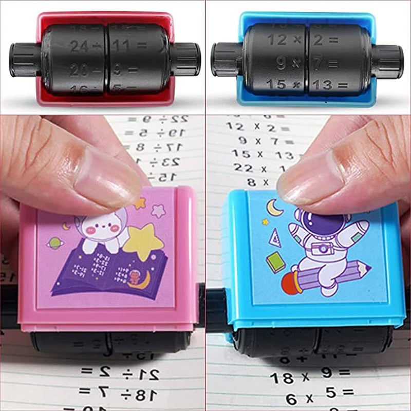OneNine Math Roller Stamp for Kids, 2pcs Reusable Multiply and Division Seal Arithmetic Artifact Teaching Stamps Within 100 Math Practice Questions Learning Toy for Preschool Kindergarten Home School - Image 2