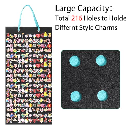 JUXYES Shoe Charms Organizer Wall Hanging Collection Holder with 216 Holes, Portable Decorative Croc Charms Display Hanging Decoration Storage Organizer - Image 3