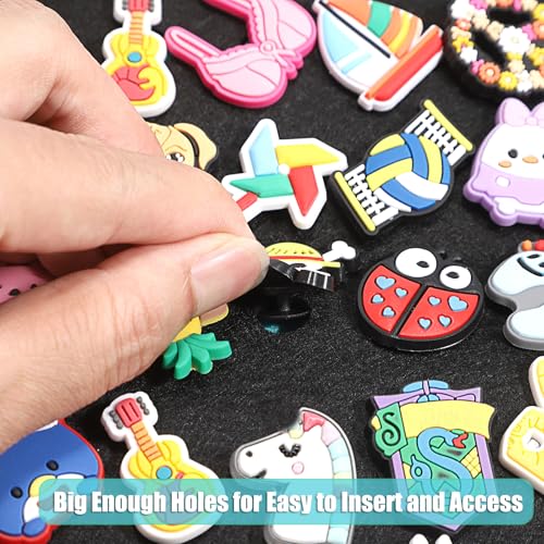JUXYES Shoe Charms Organizer Wall Hanging Collection Holder with 216 Holes, Portable Decorative Croc Charms Display Hanging Decoration Storage Organizer - Image 5
