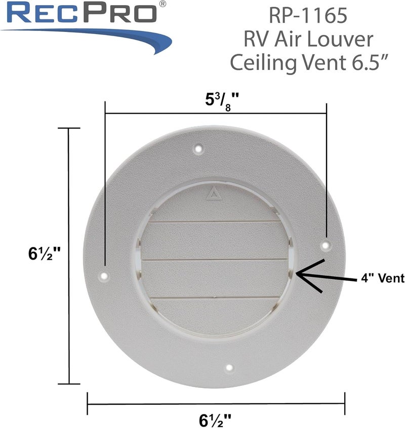 RecPro RV Air Louver Ceiling Vent 6.5" | Fully Adjustable | for 4-5/8" Ducting (1-Pack) - Image 3