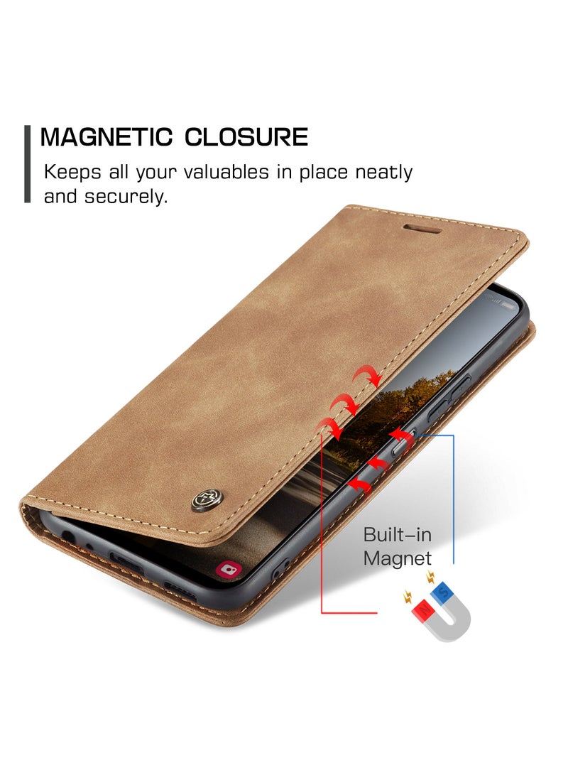 CaseMe Phone Case Compatible with Samsung Galaxy A55 with Card Holder High-end Retro Leather Shockproof Protective Wallet Case - Image 3