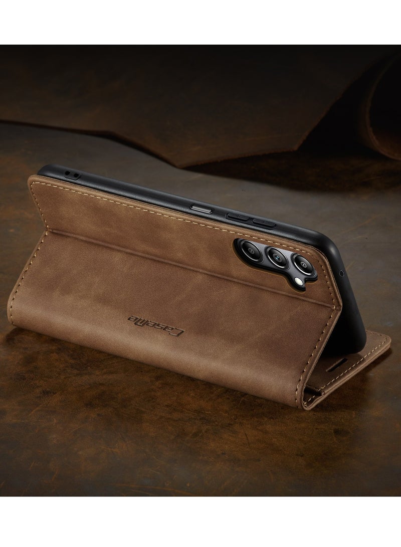 CaseMe Phone Case Compatible with Samsung Galaxy A55 with Card Holder High-end Retro Leather Shockproof Protective Wallet Case - Image 4