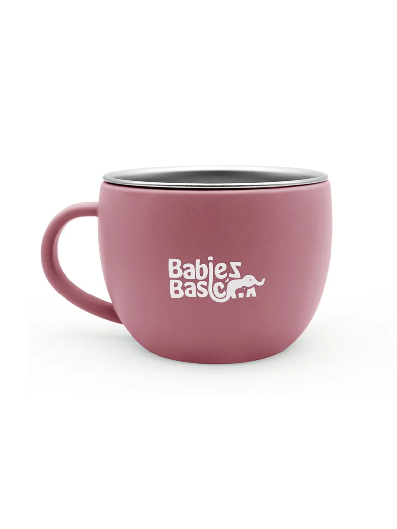 Babies Basic Babies Basic Stainless Steel Cup with Silicone Sleeve for Kids, Dusty Pink