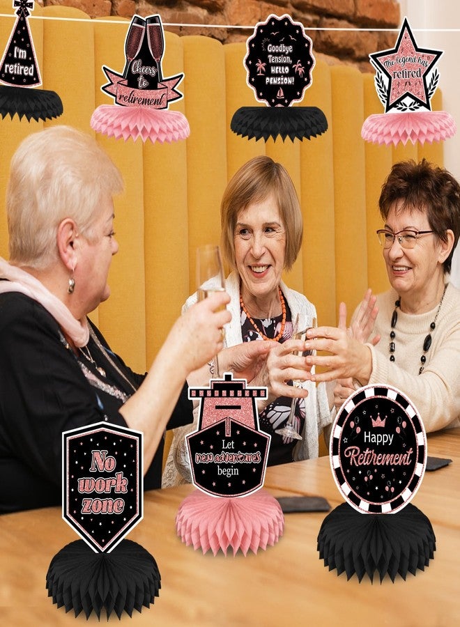 UNIIDECO 9PCS Retirement Table Centerpieces Retirement Party Decorations Happy Retirement Decorations Honeycomb Table Toppers for Men Women Retirement Party Farewell Party (Rose Gold) - Image 3