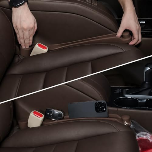 Givifive Car Seat Gap Filler Set of 2 3IN1 Seat Side Gap Filler Plug with Storage Slot Hook Function Soft Foam Universal Fit Car SUV Truck Fill Gap Between Seats Console OrganizerDark Brown - Image 1