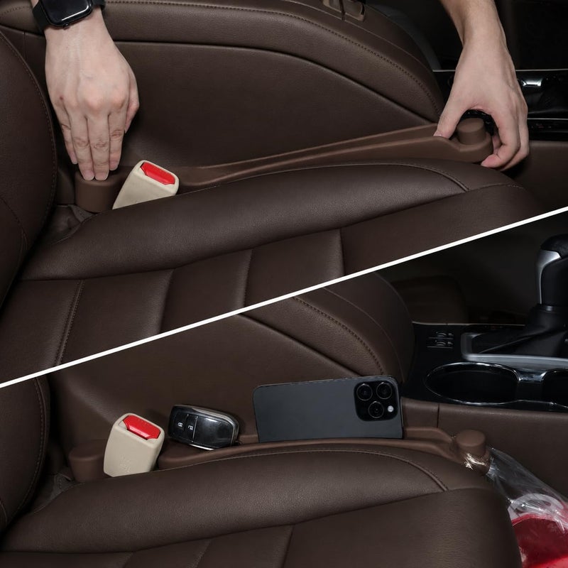 Givifive Car Seat Gap Filler Set of 2 3IN1 Seat Side Gap Filler Plug with Storage Slot Hook Function Soft Foam Universal Fit Car SUV Truck Fill Gap Between Seats Console OrganizerDark Brown - Image 2