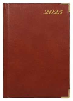 FIS Fis 2025 A5 Diary,Gold Corners,English Vinyl 1Side Padded Brown -FSDI22E25BR  - Image 1