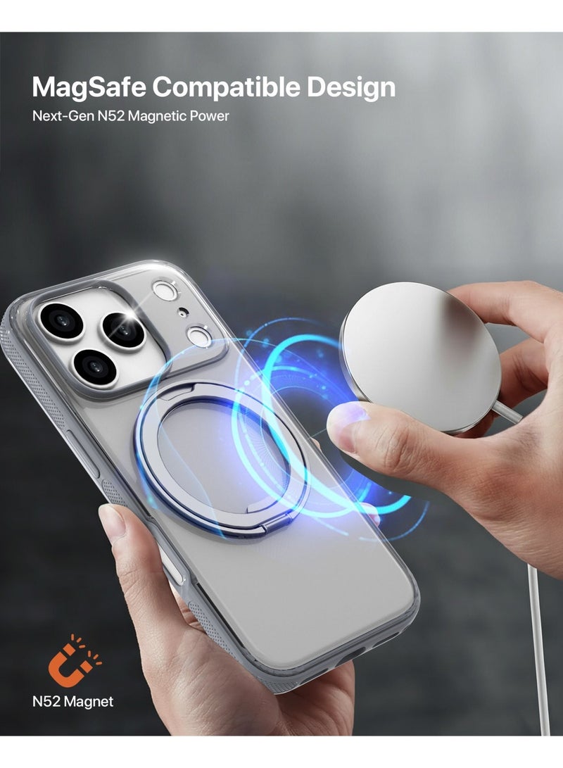 INFINYTY iPhone 17 Pro 360° Rotatable Ring Stand Case Pristine Grey, MagSafe Compatible, Multi-Angle Viewing, N52 Magnet, Military Grade Drop Protection, Precision Fit, Enhanced Button/Port Access Hands-Viewing, Raised Edge, Sleek & Lightweight, Infinity Lite - Image 4