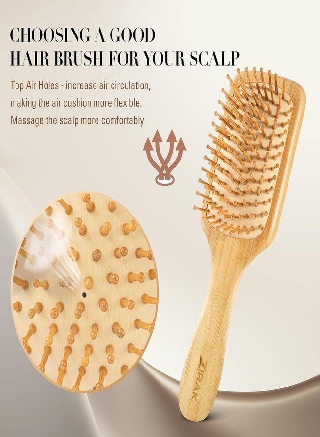 ZIRAK Natural Bamboo Rectangular Paddle Hair Brush for Detangling, Scalp Massage & Frizz Reduction - Eco-Friendly Wooden Hairbrush for All Hair Types(MEN AND WOMEN) - Image 2