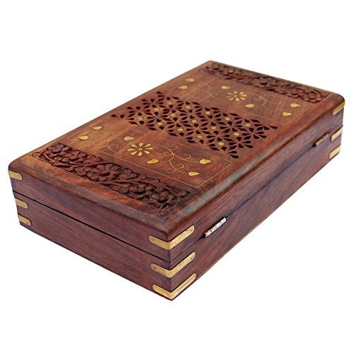 ITOS365 Handmade Wooden Jewellery Box for Women Jewel Organizer Hand Carved with Intricate Carvings Gift Items - 10 inches - Image 4