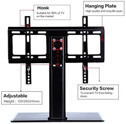 Gadget Wagon 26-42" LED TV Desk Mount Table top Stand Base with Bracket, Tempered Glass Base - Image 5