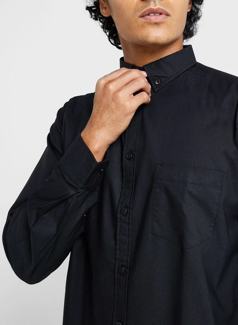 Seventy Five Cotton-Elastane Casual Single Pocket Shirt