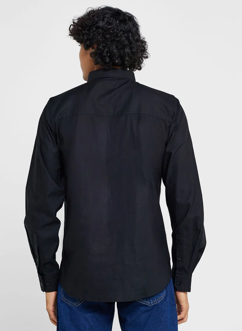 Seventy Five Cotton-Elastane Casual Single Pocket Shirt