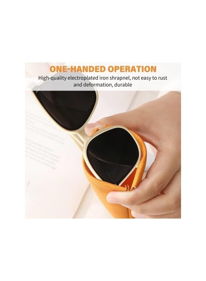 PROMASS 4Pcs Portable Leather Sunglass Pouches Soft Eyeglass Case Eyewear Sleeve for Reading Glasses PU Leather Glasses Case Travel Glasses Case for Storing Glasses Headphones Jewelry, One Size  - Image 4